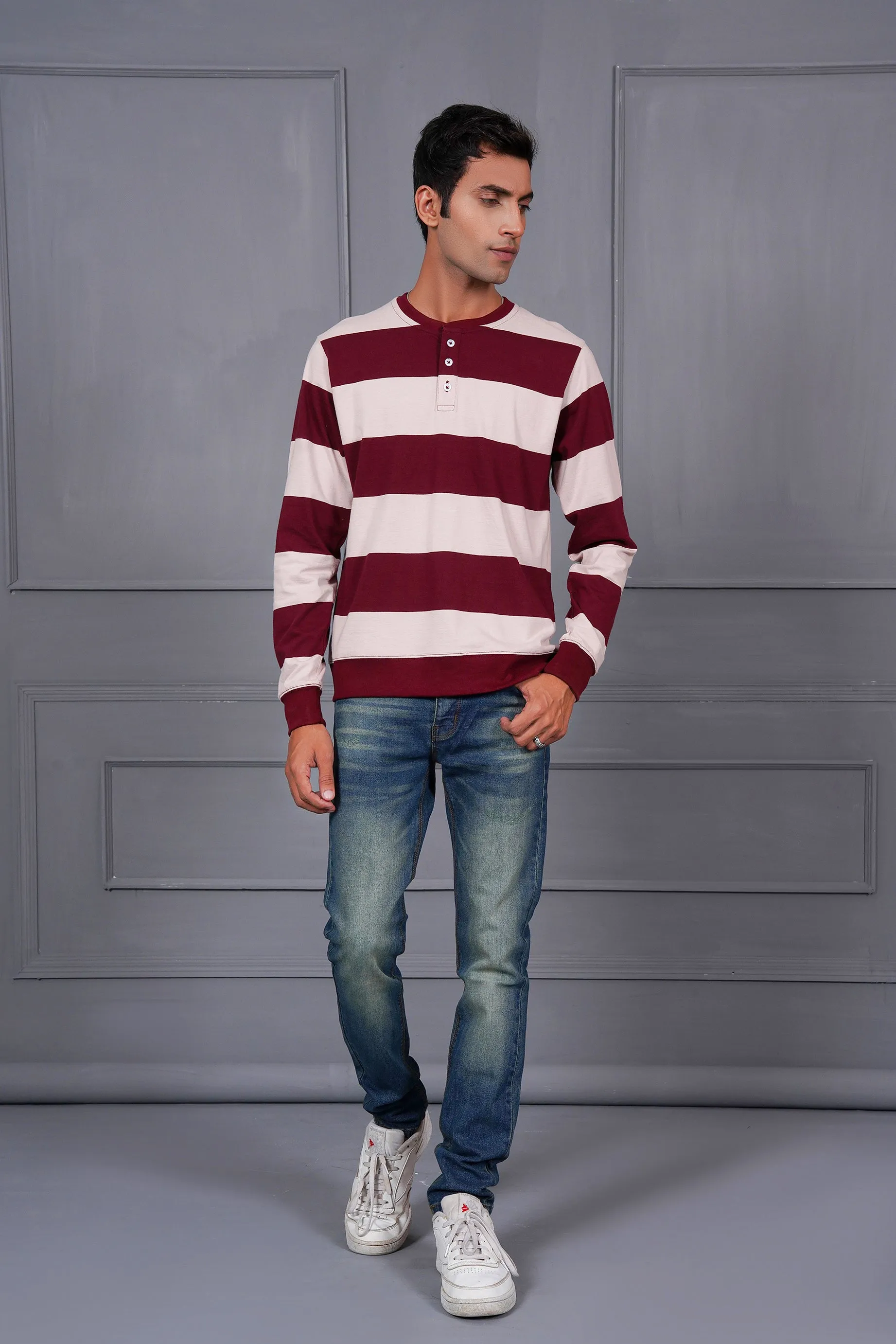 Striper Henley For Men