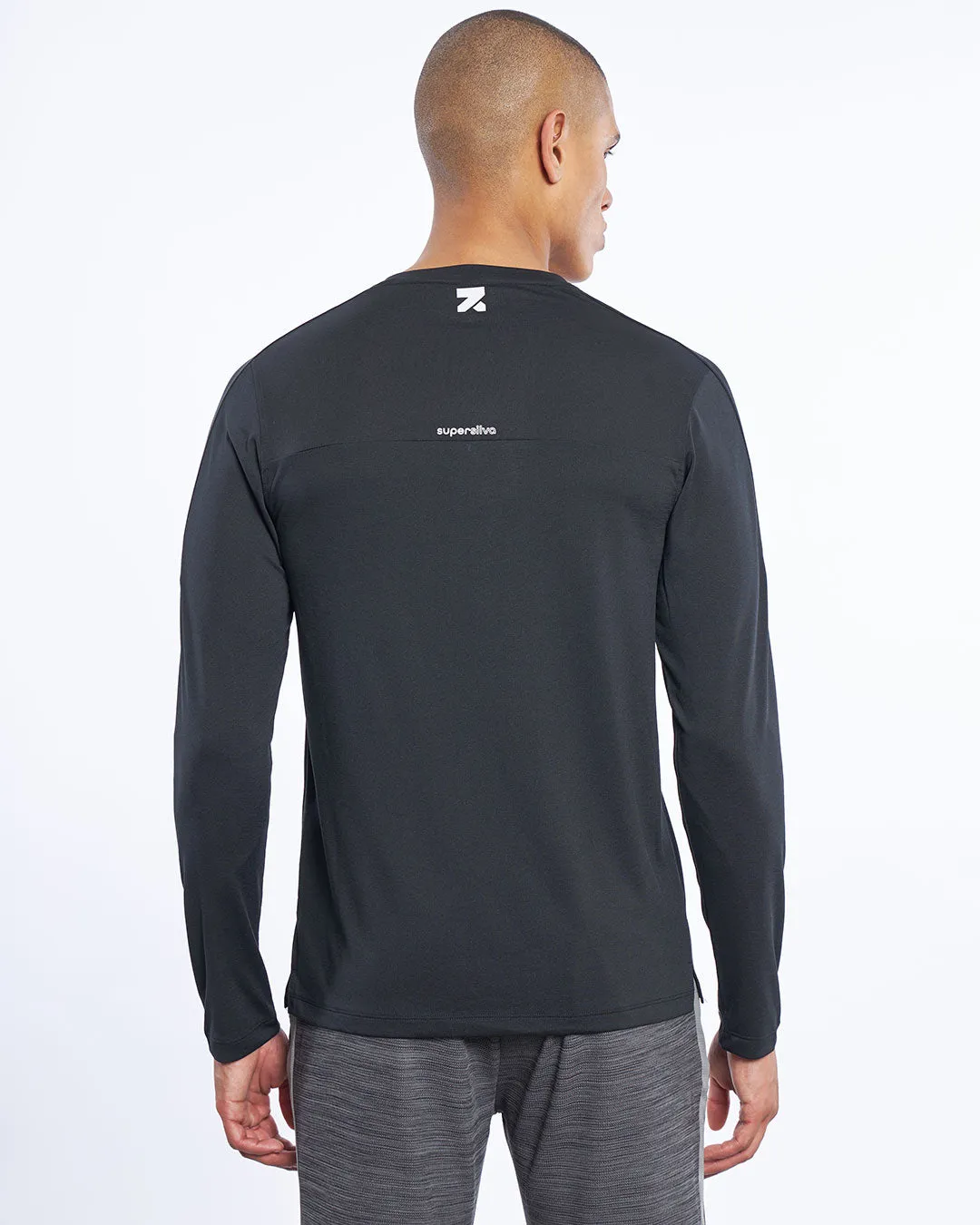 SuperSilva Henley Long Sleeve T-Shirt Black