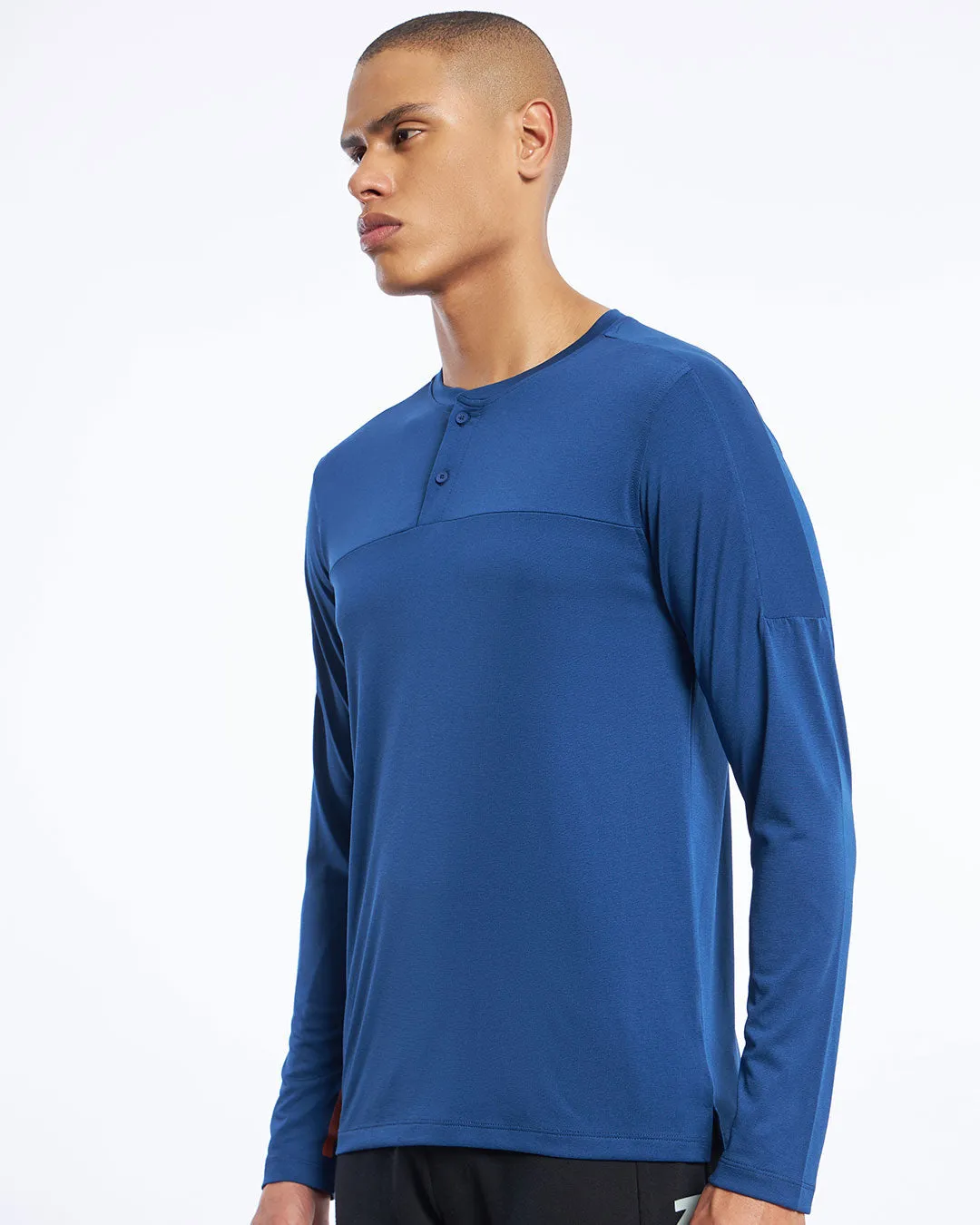 SuperSilva Henley Long Sleeve T-Shirt Navy