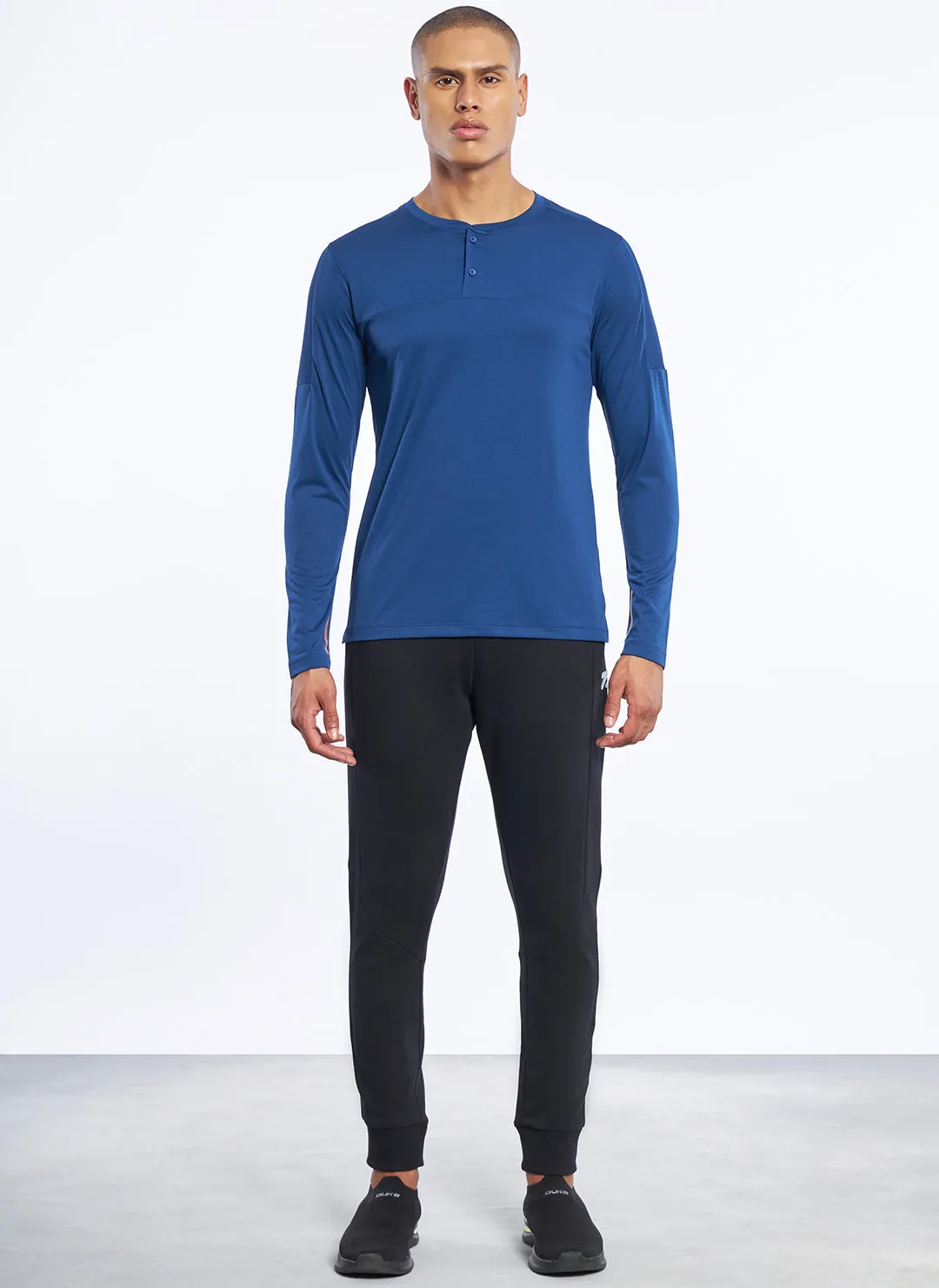 SuperSilva Henley Long Sleeve T-Shirt Navy