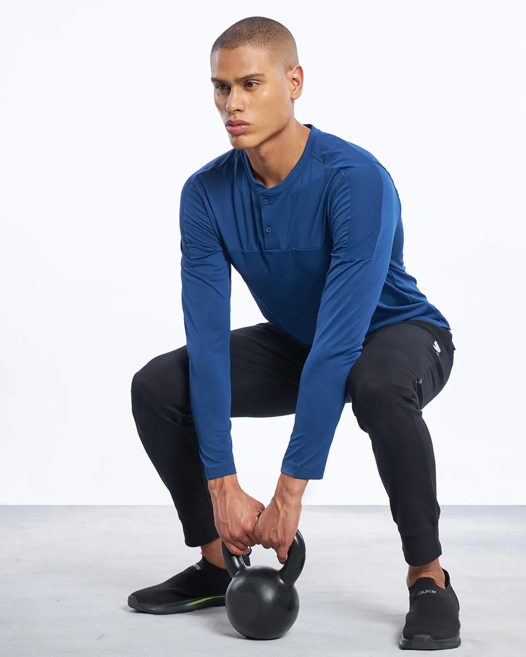 SuperSilva Henley Long Sleeve T-Shirt Navy