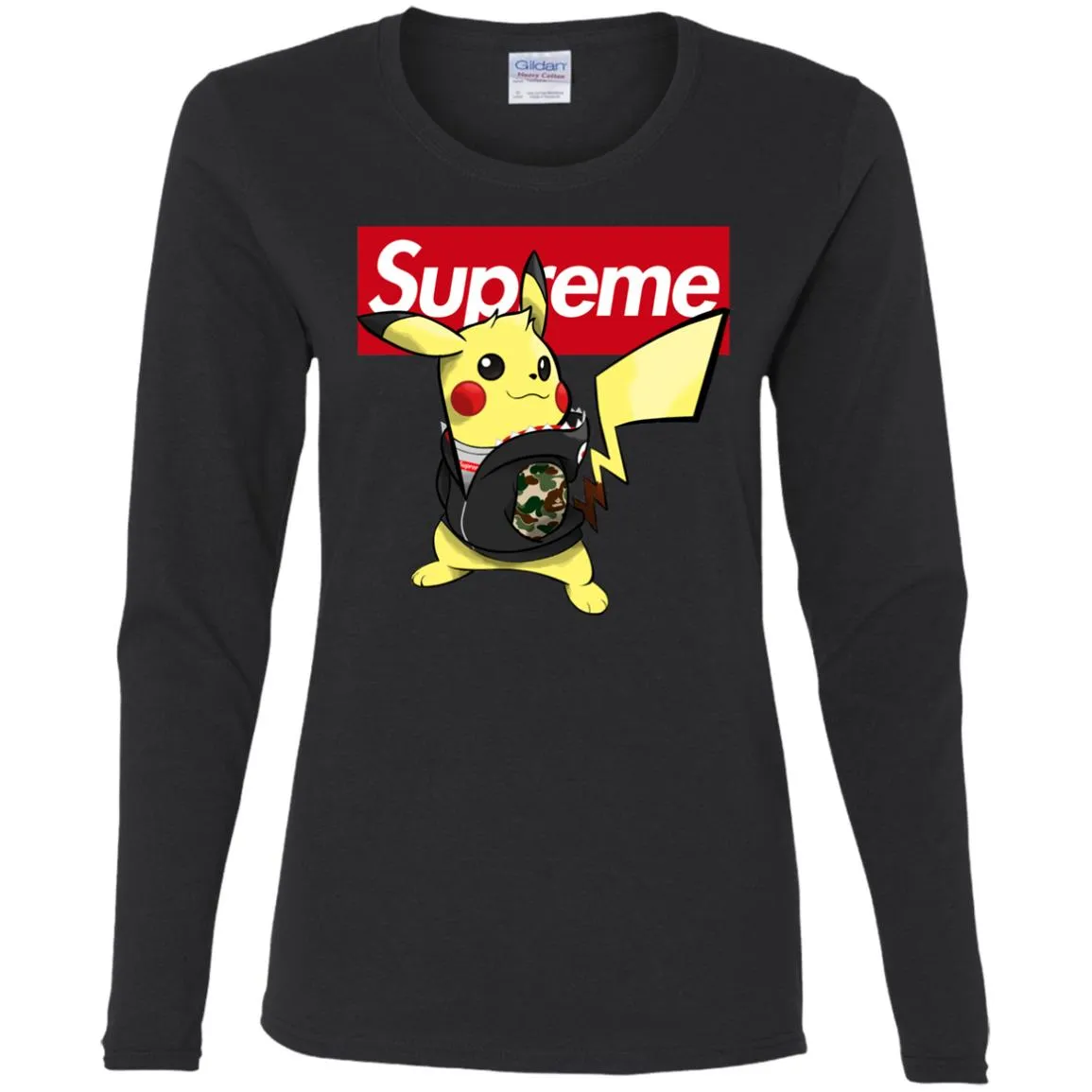 Supreme Pikachu T-shirt Women Long Sleeve Shirt