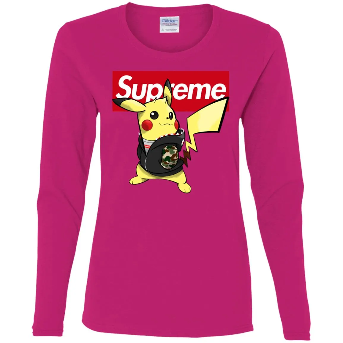 Supreme Pikachu T-shirt Women Long Sleeve Shirt