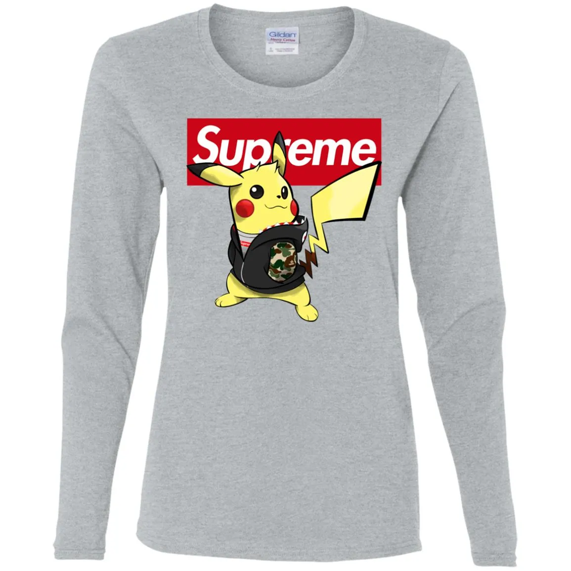 Supreme Pikachu T-shirt Women Long Sleeve Shirt