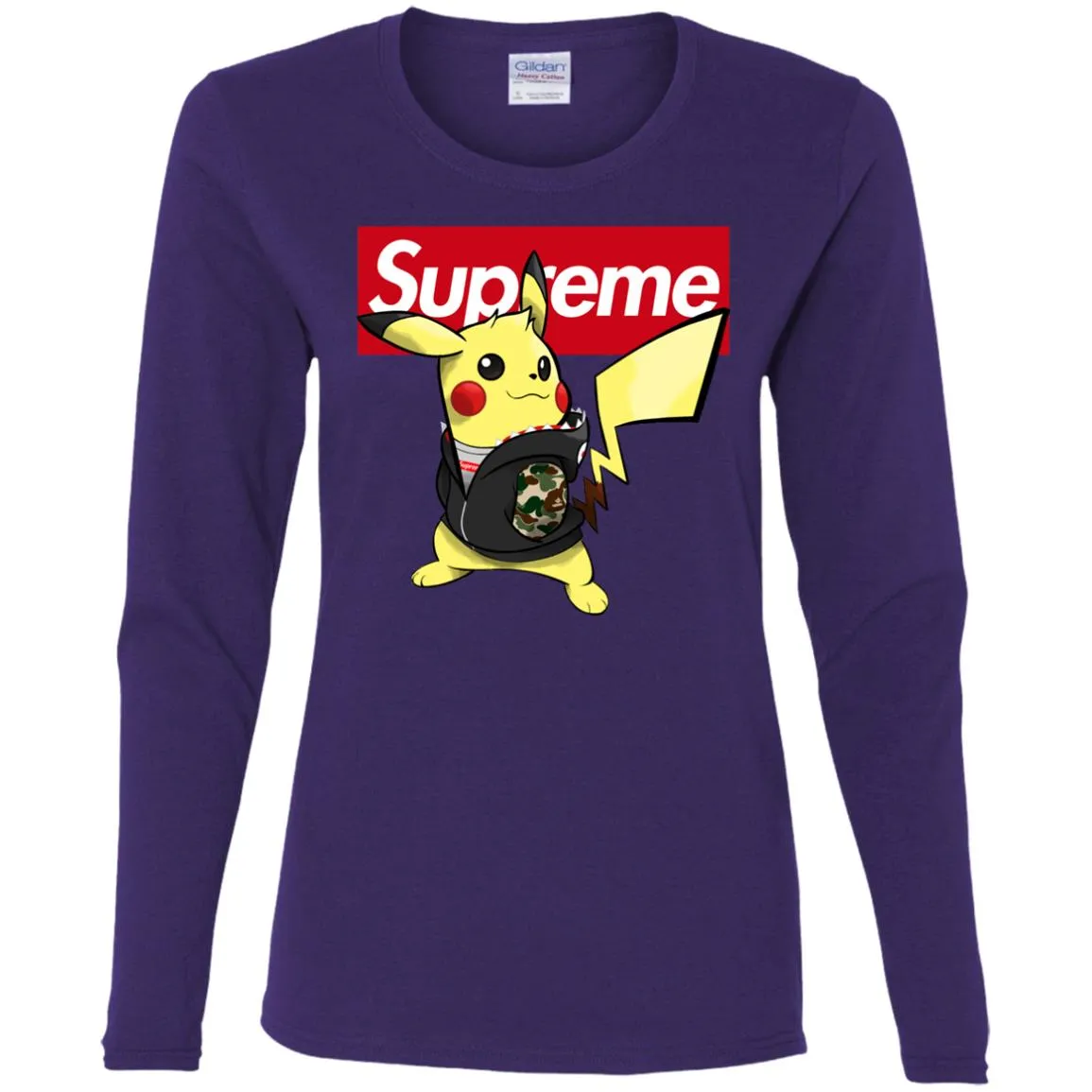 Supreme Pikachu T-shirt Women Long Sleeve Shirt