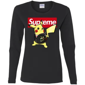 Supreme Pikachu T-shirt Women Long Sleeve Shirt