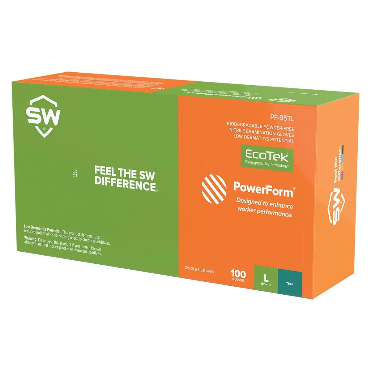 SW Sustainability PowerForm PF-95TL 5-mil Biodegradable Nitrile Gloves, 100pk