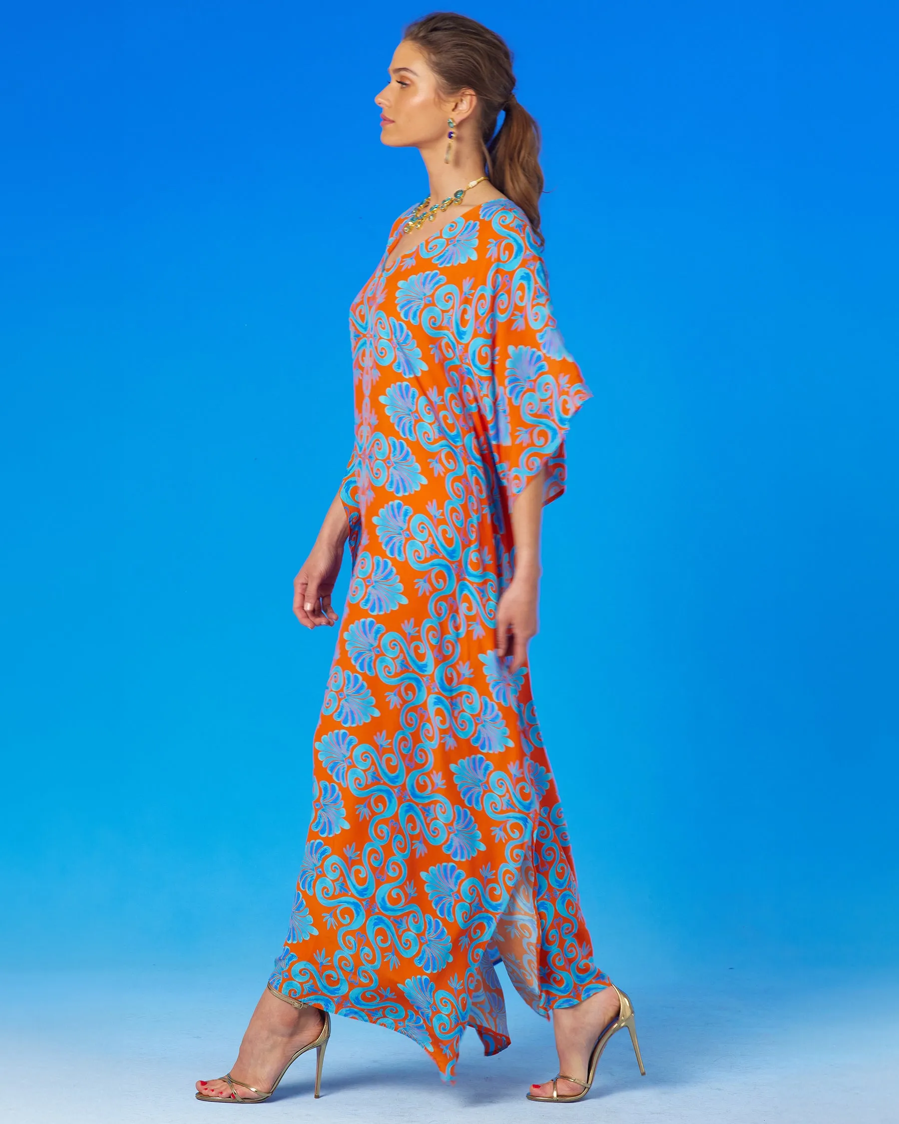 Thetis Long Kaftan in Orange