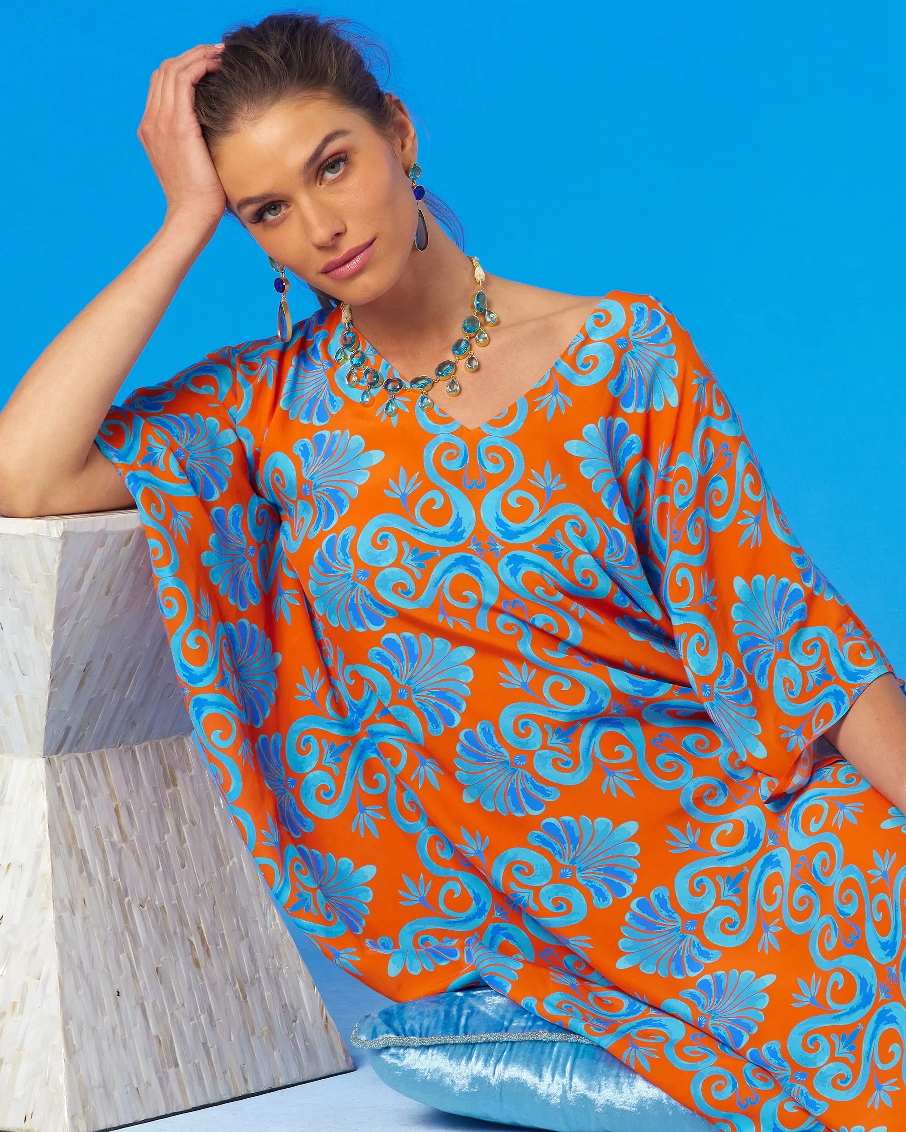 Thetis Long Kaftan in Orange