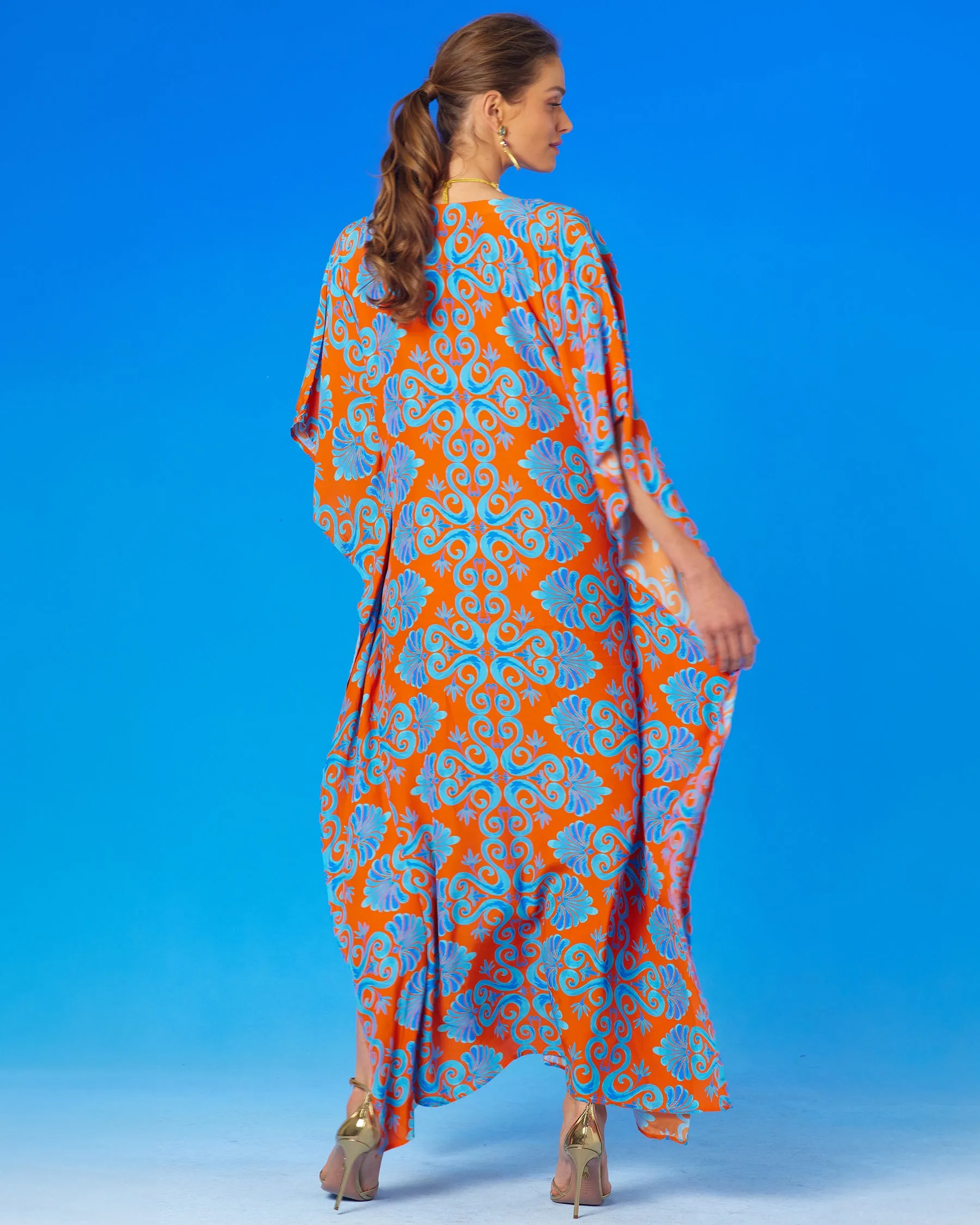 Thetis Long Kaftan in Orange