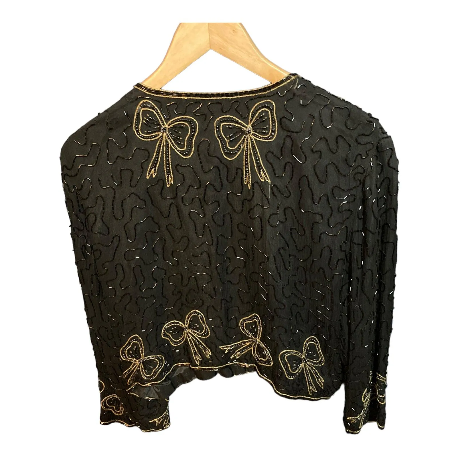 Tricoville Silk Black Beaded Jacket UK Size S/M