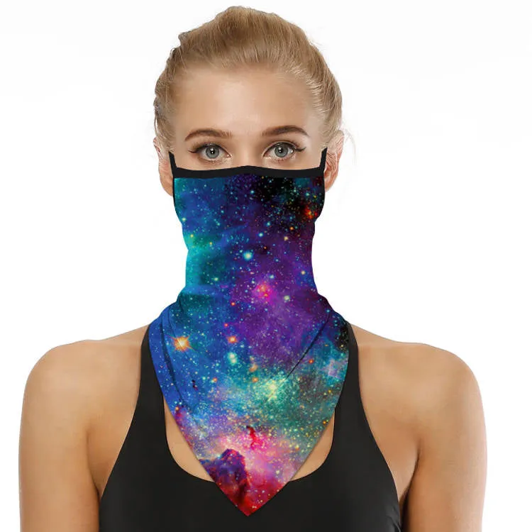 Unisex Face Scarf Bandana with Ear Loops Galaxy-2