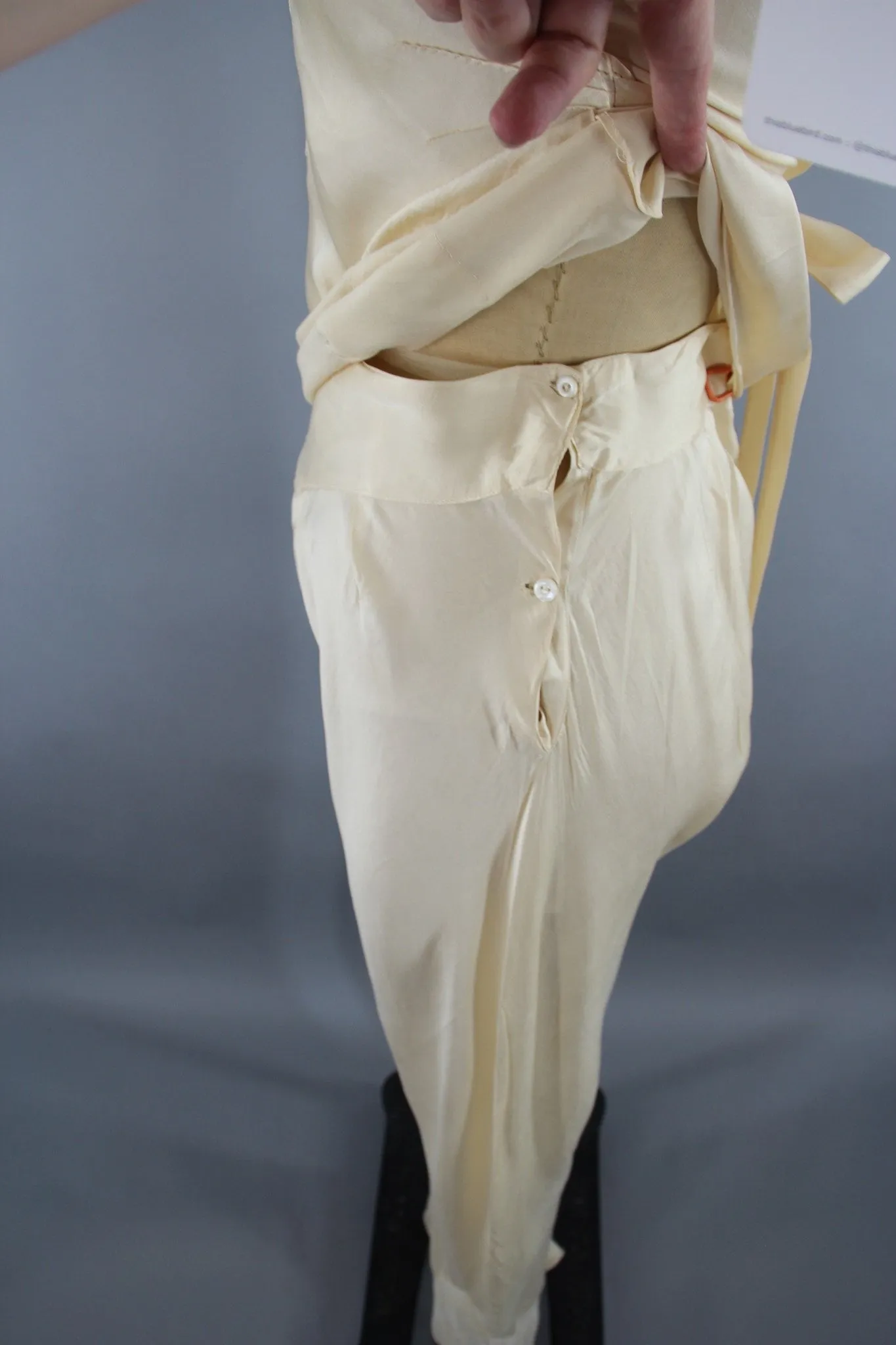 Vintage 1930s Silk Satin and Lace Pajamas Loungewear