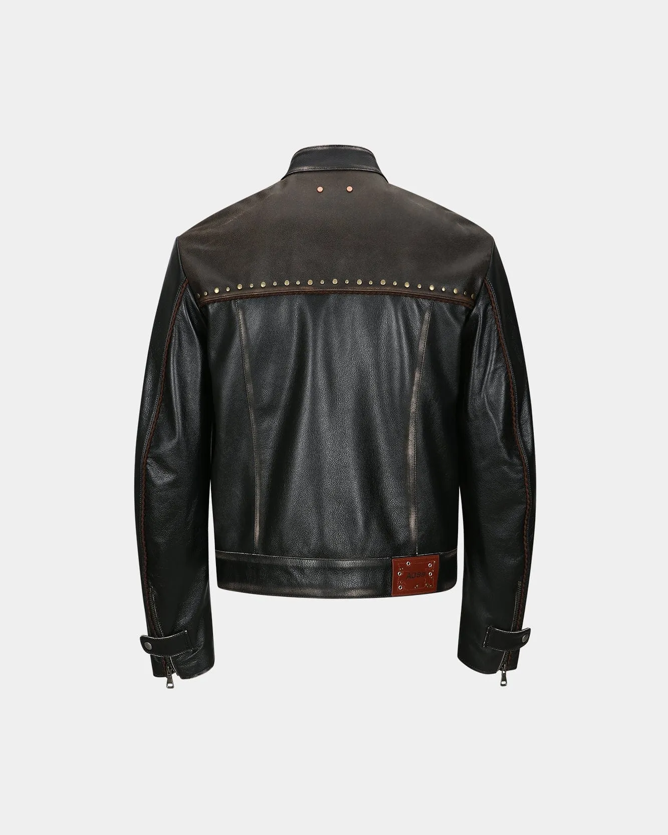 VINTAGE LEATHER BIKER JACKET awa582m(BLACK)