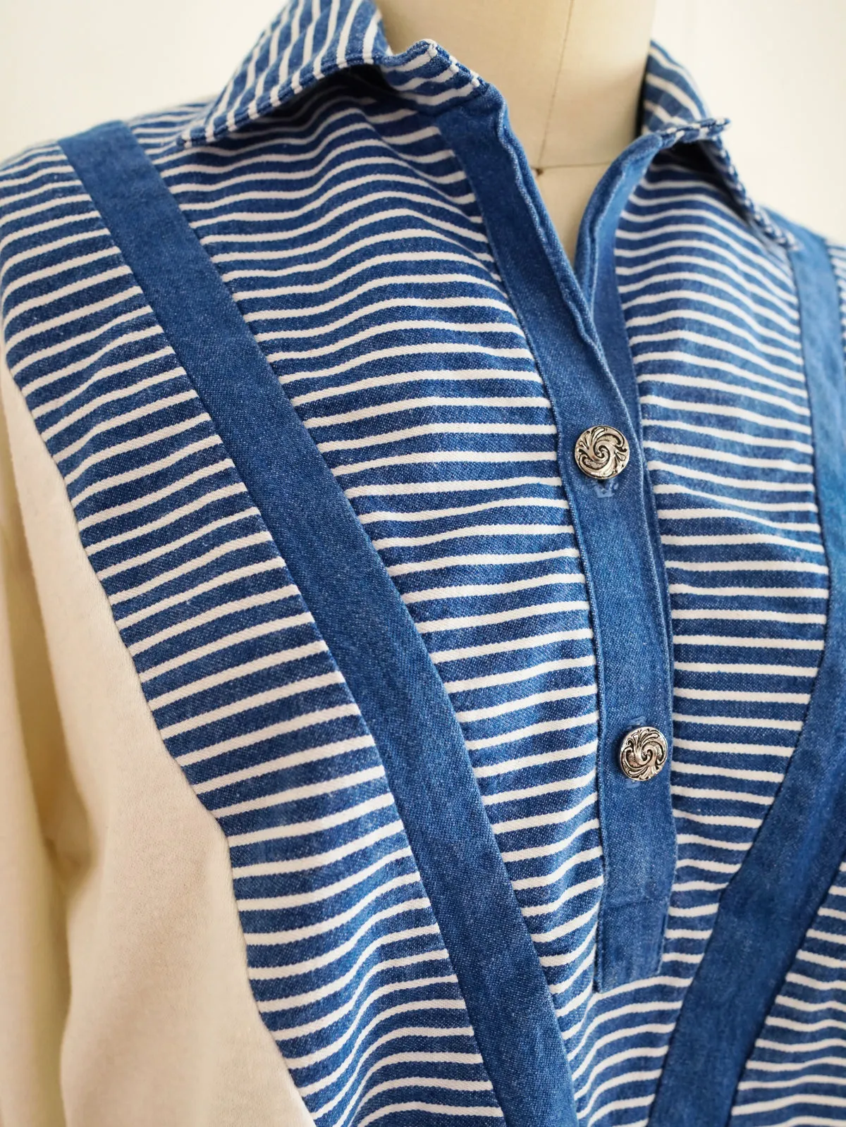 Vintage Stripe Chevron Henley Top