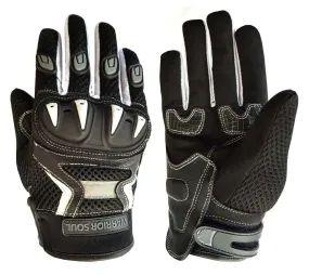 Warrior Gears® Air Mesh Motorcycle Gloves For Men - Black & White