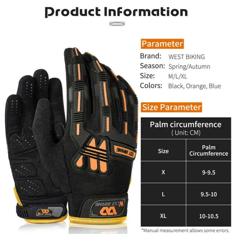 WEST BIKING YP0211208 Riding Gloves Motorcycle Bike Long Finger Non-Slip Touch Screen Gloves, Size: L(Black)