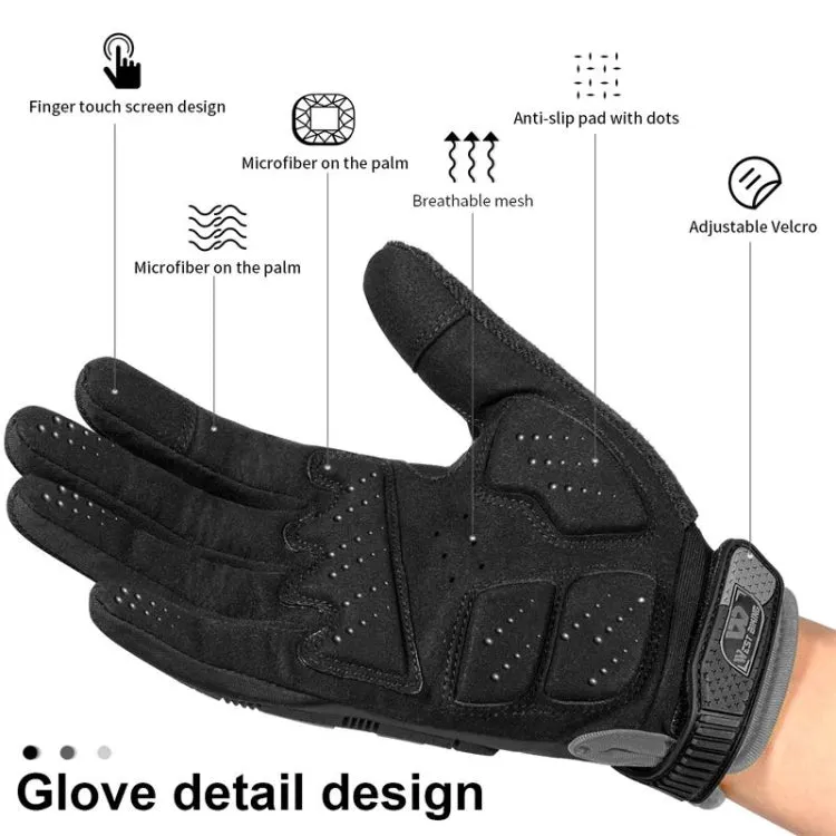 WEST BIKING YP0211208 Riding Gloves Motorcycle Bike Long Finger Non-Slip Touch Screen Gloves, Size: L(Black)