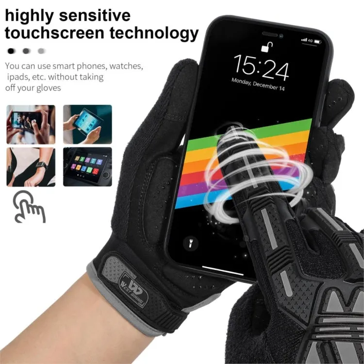 WEST BIKING YP0211208 Riding Gloves Motorcycle Bike Long Finger Non-Slip Touch Screen Gloves, Size: L(Black)