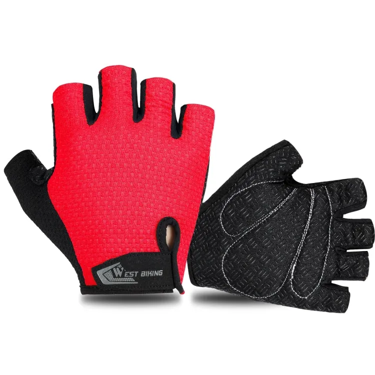 WEST BIKING YP0211218 Cycling Breathable Short Gloves Non-Slip Half Finger Gloves, Size: 2XL(Red)