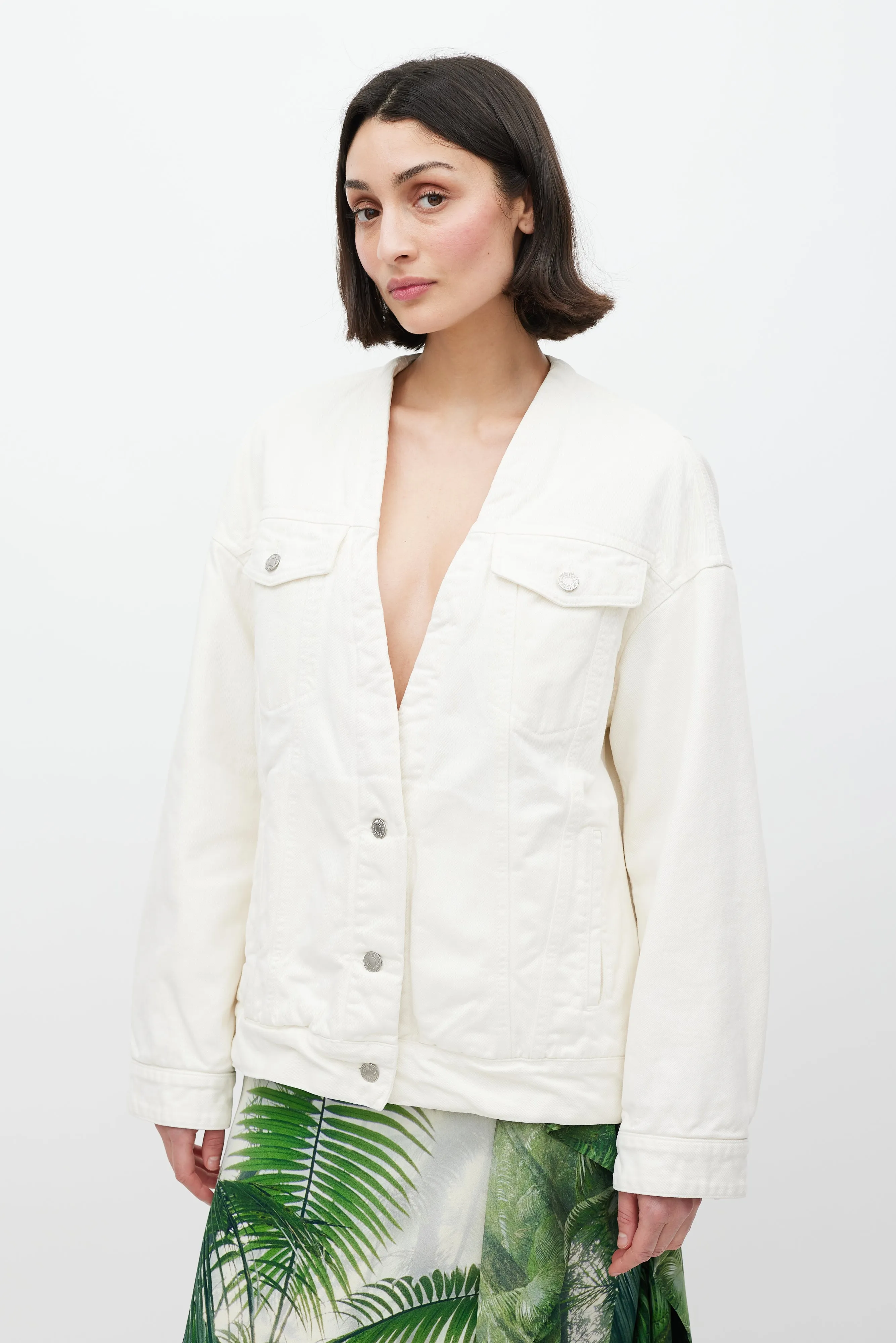 White Padded Denim Jacket