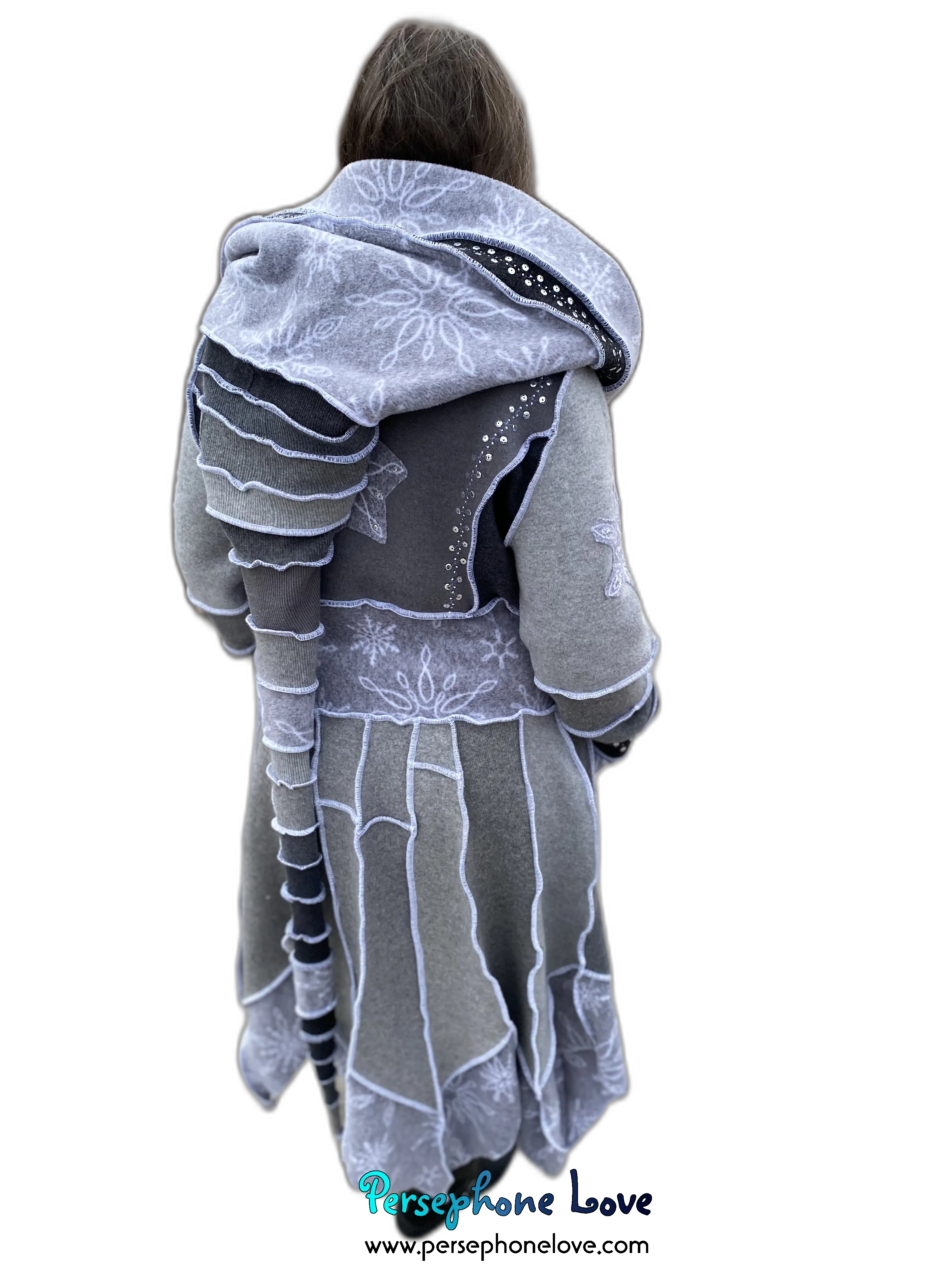 “Winterfell” Grey pixie felted cashmere/fleece Katwise-inspired sequin sweatercoat-2553