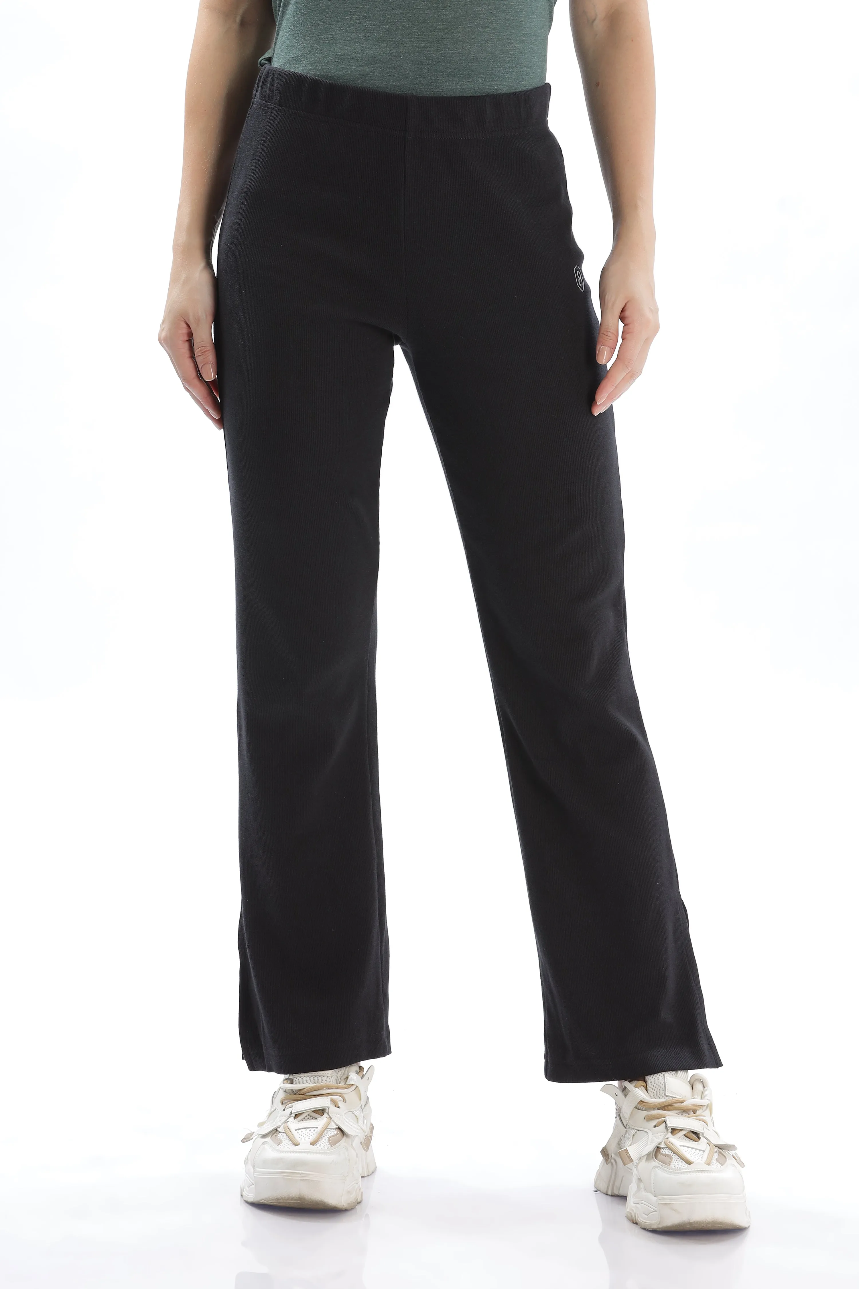 Women's Cotton Slim Flared Stretchy And Comfort Fit Slit Pant