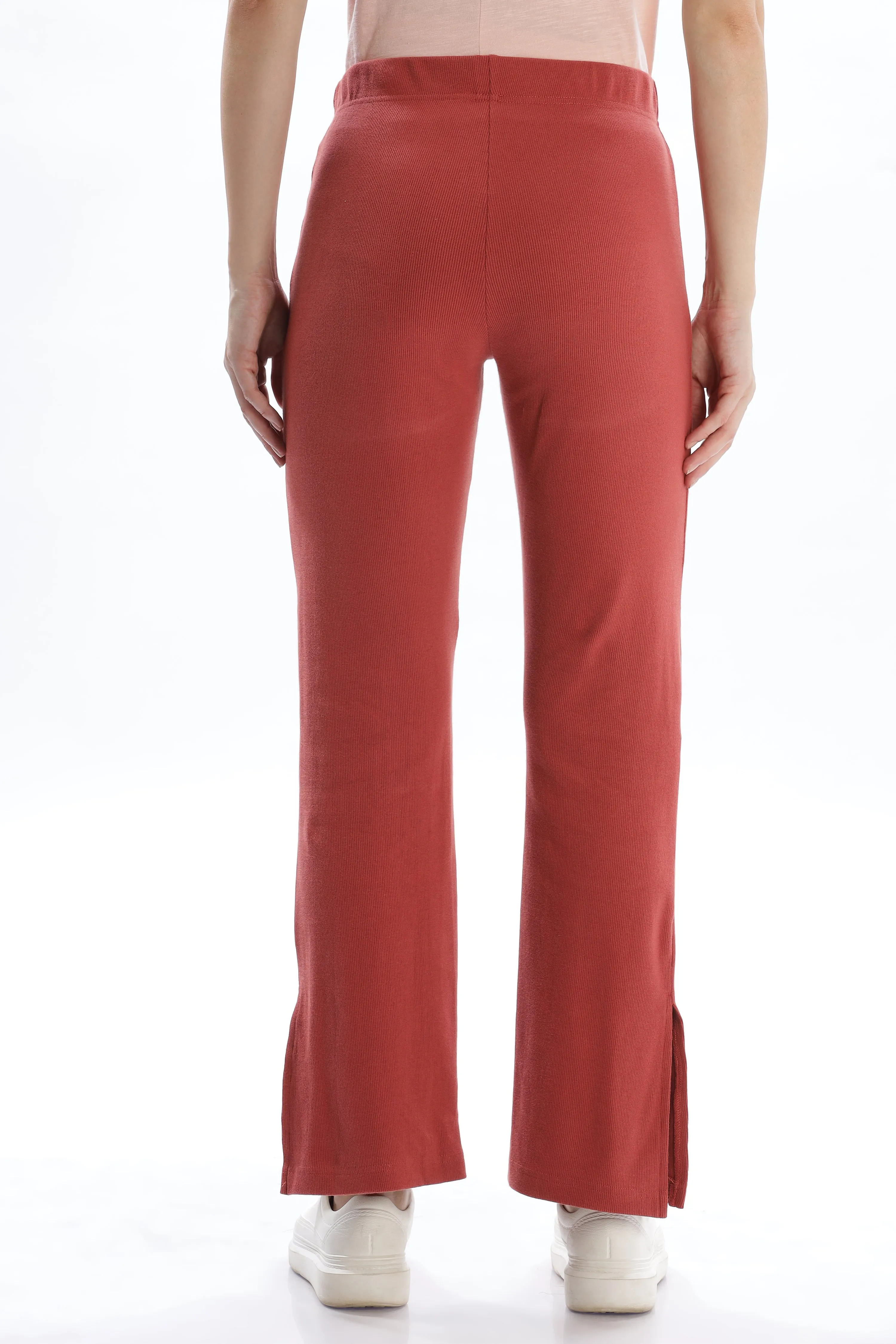 Women's Cotton Slim Flared Stretchy And Comfort Fit Slit Pant