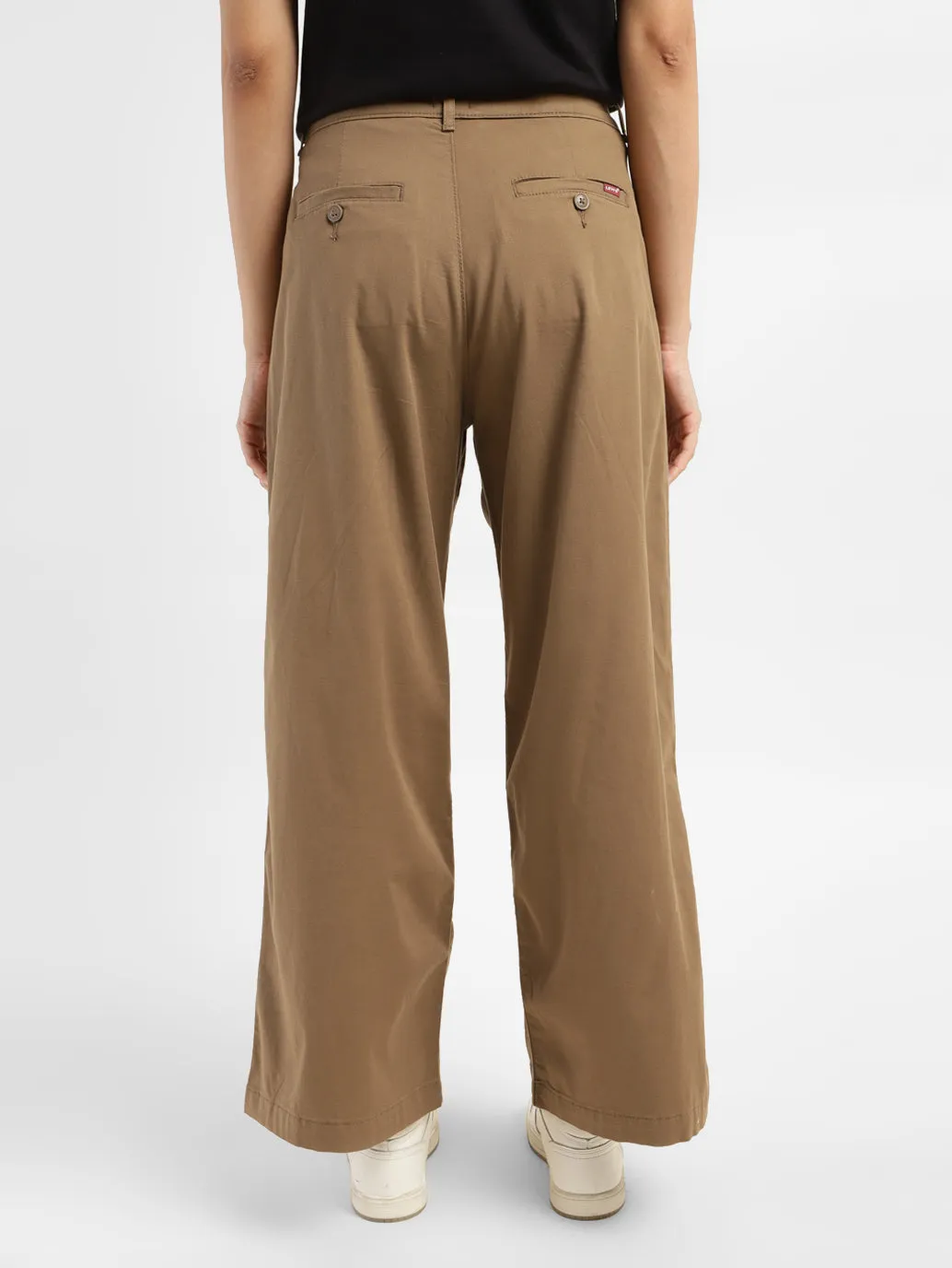 Women's High Rise Tan Wide Leg Trousers