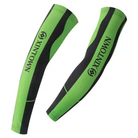 XINTOWN Green Black Stripe Cycling Arm Warmers