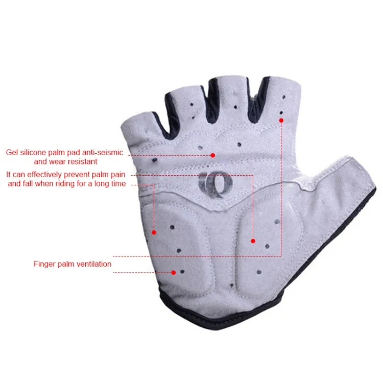 YIZIMI Anti-shock Half-finger Gloves Cycling Silicone Short Finger Gloves, Size: L(Black Red)