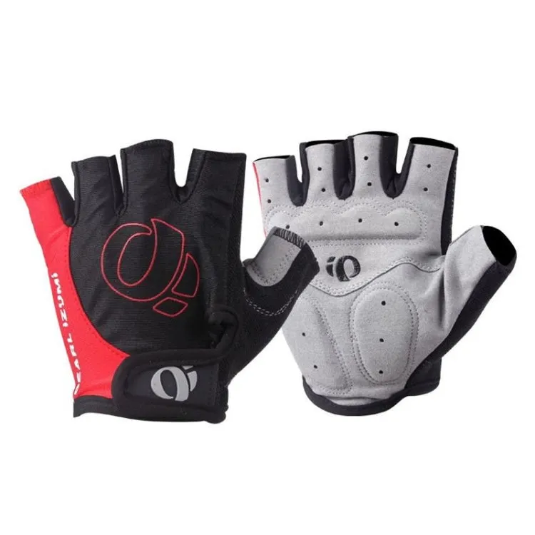 YIZIMI Anti-shock Half-finger Gloves Cycling Silicone Short Finger Gloves, Size: L(Black Red)