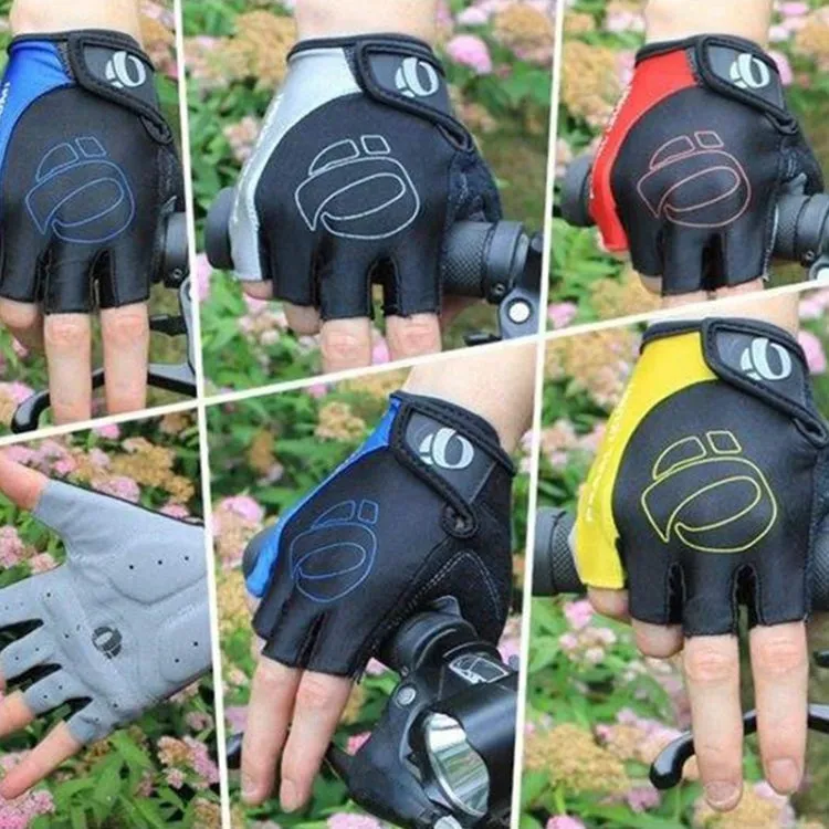 YIZIMI Anti-shock Half-finger Gloves Cycling Silicone Short Finger Gloves, Size: L(Black Red)