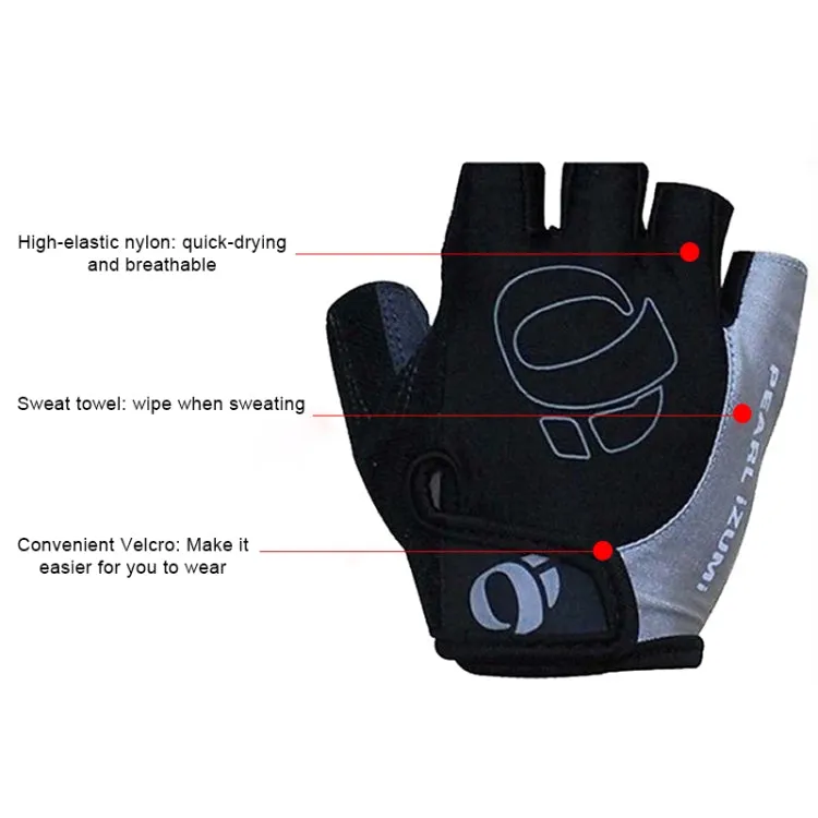 YIZIMI Anti-shock Half-finger Gloves Cycling Silicone Short Finger Gloves, Size: L(Black Red)