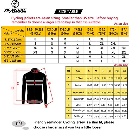 YKYW Men's Cycling Jersey Jacket Winter 5-15℃ Long Sleeves Fleece Warm 2 Colors