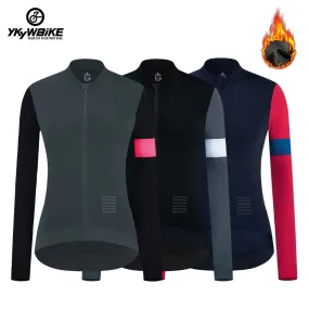 YKYW Women's Cycling Jersey Jacket Winter 5-15℃ Fleece Warm Long Sleeve 5 Colors