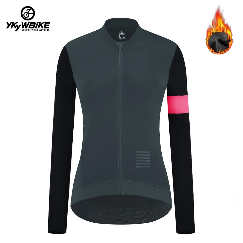 YKYW Women's Cycling Jersey Jacket Winter 5-15℃ Fleece Warm Long Sleeve 5 Colors