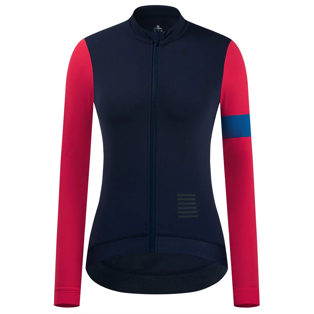 YKYW Women's Cycling Jersey Jacket Winter 5-15℃ Fleece Warm Long Sleeve Blue