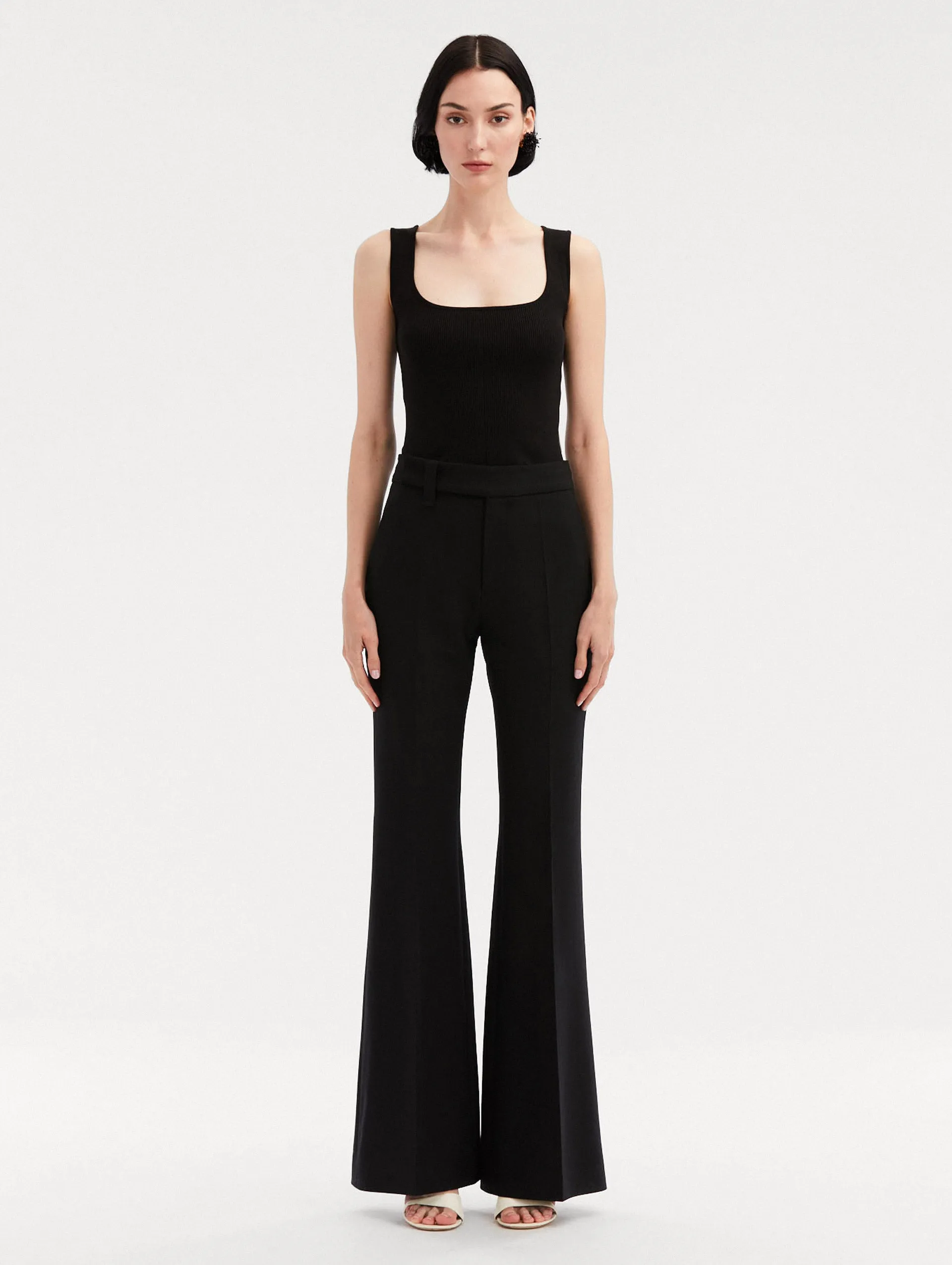 Zip Front Flare Leg Pant