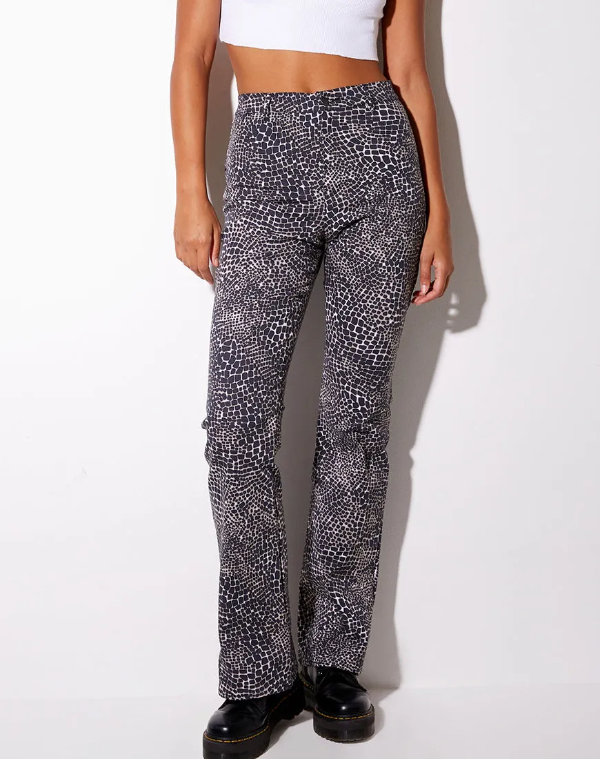 Zoven Flare Trouser in Abstract Croc Black