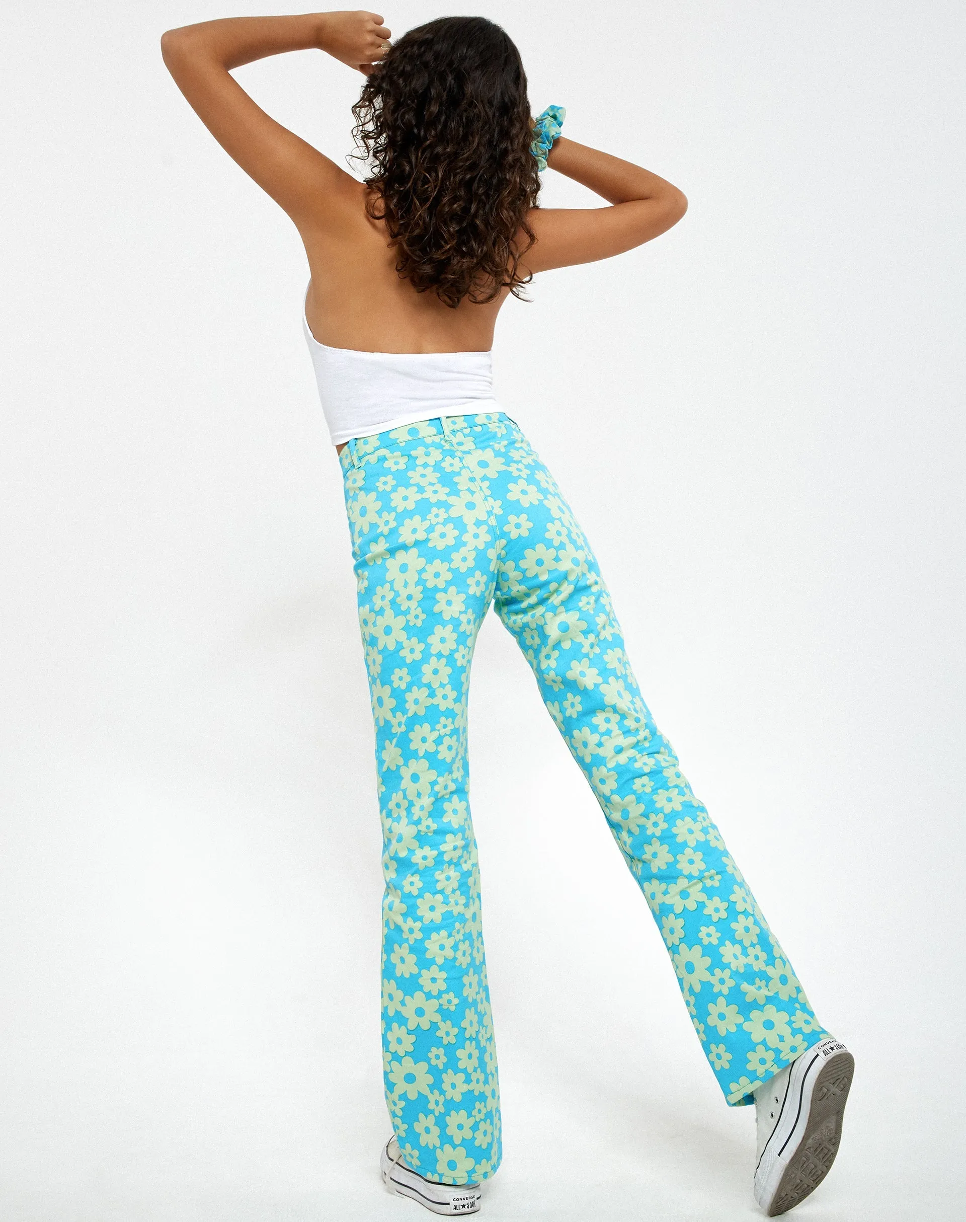 Zoven Flare Trouser in Retro Daisy Blue